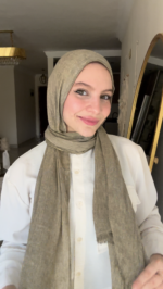 Light Olive Ruffled Cotton