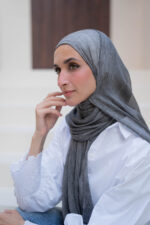 Dark Grey Messy Chiffon