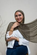 Olive Knitted Lycra scarf