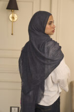 Dark navy Marble Ruffled Cotton. - Image 2