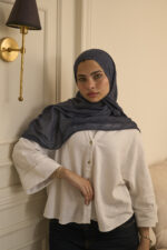 Dark navy Marble Ruffled Cotton.