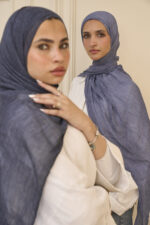 Navy Blue Marble Ruffled Cotton - Image 2
