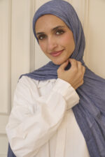 Navy Blue Marble Ruffled Cotton