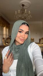 Green Olive Ruffled Cotton