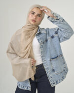 Beige Linen scarf - Image 2