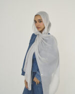 Silver grey Linen scarf - Image 3