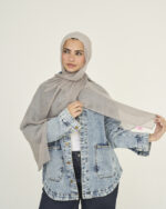 Grey Linen scarf - Image 2