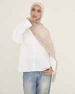 Rose Beige Linen scarf - Image 3