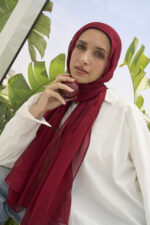 Marron Linen scarf - Image 2