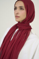 Marron Linen scarf - Image 4